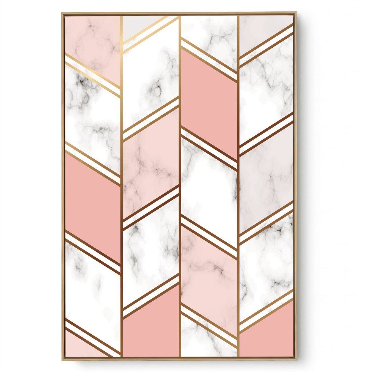 Quadro Decorativo Abstrato Rosa Dourado II