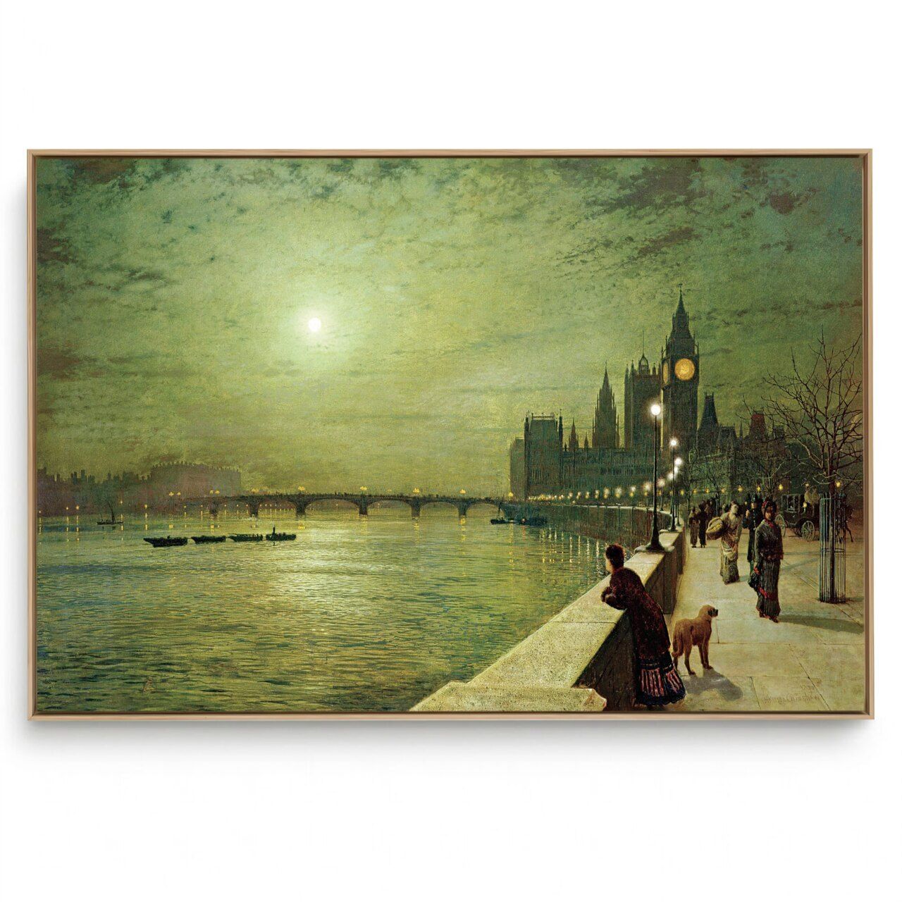 Quadro Decorativo Reprodução PintoreS -  Atkinson - Reflexos no Rio Tâmisa