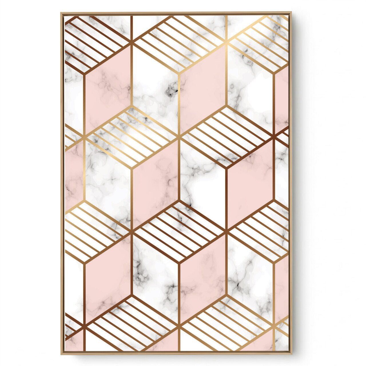 Quadro Decorativo Abstrato Rosa Dourado III