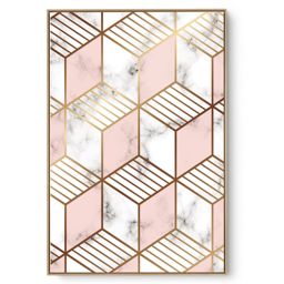 Quadro Decorativo Abstrato Rosa Dourado III