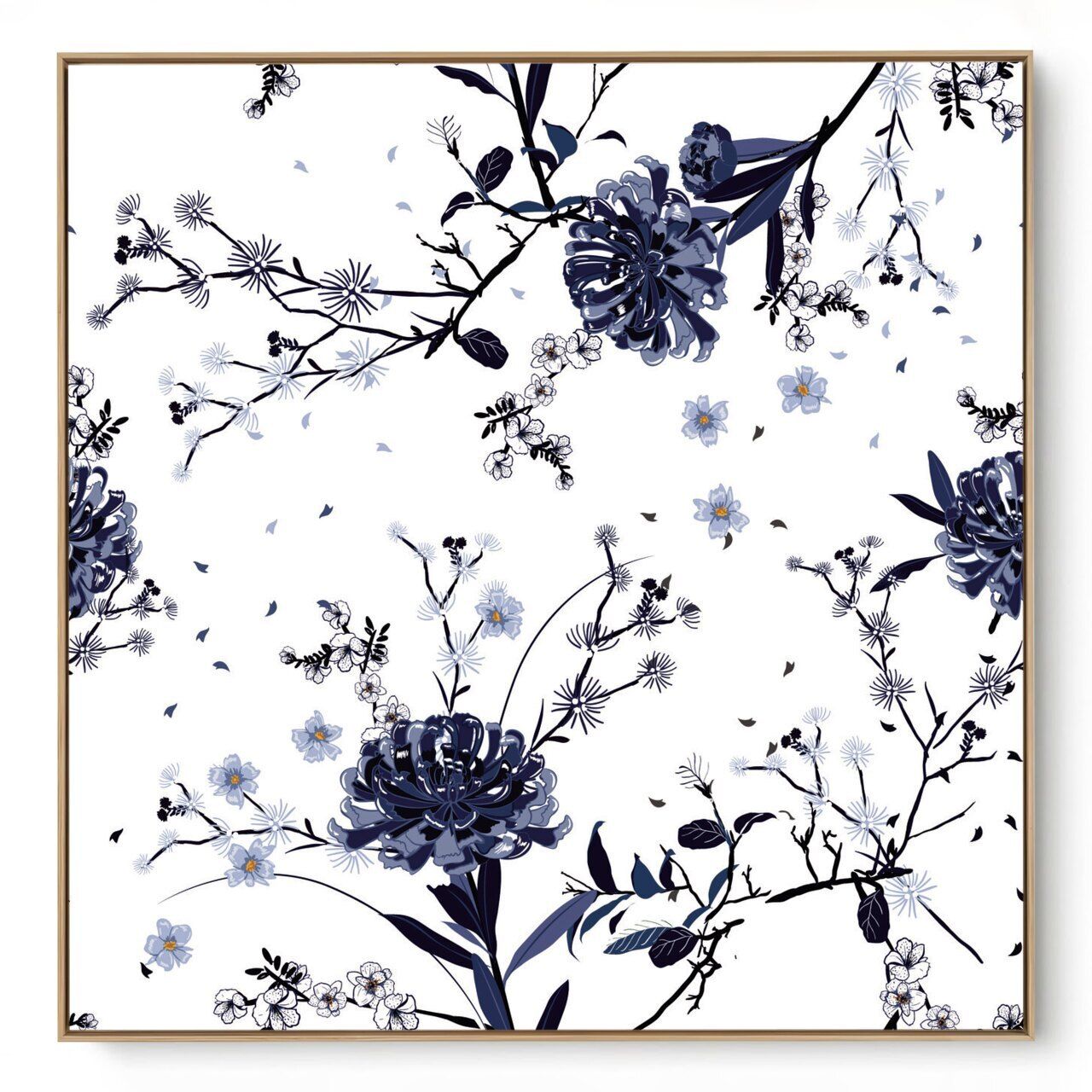 Quadro Decorativo Floral Florido Azul