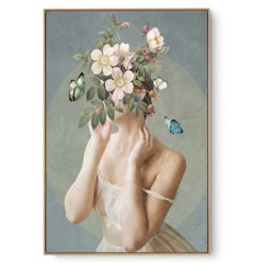 Quadro Decorativo Moça e Flores