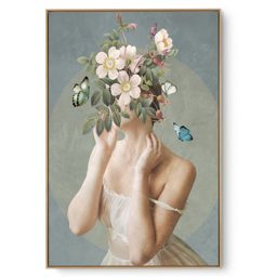 Quadro Decorativo Moça e Flores