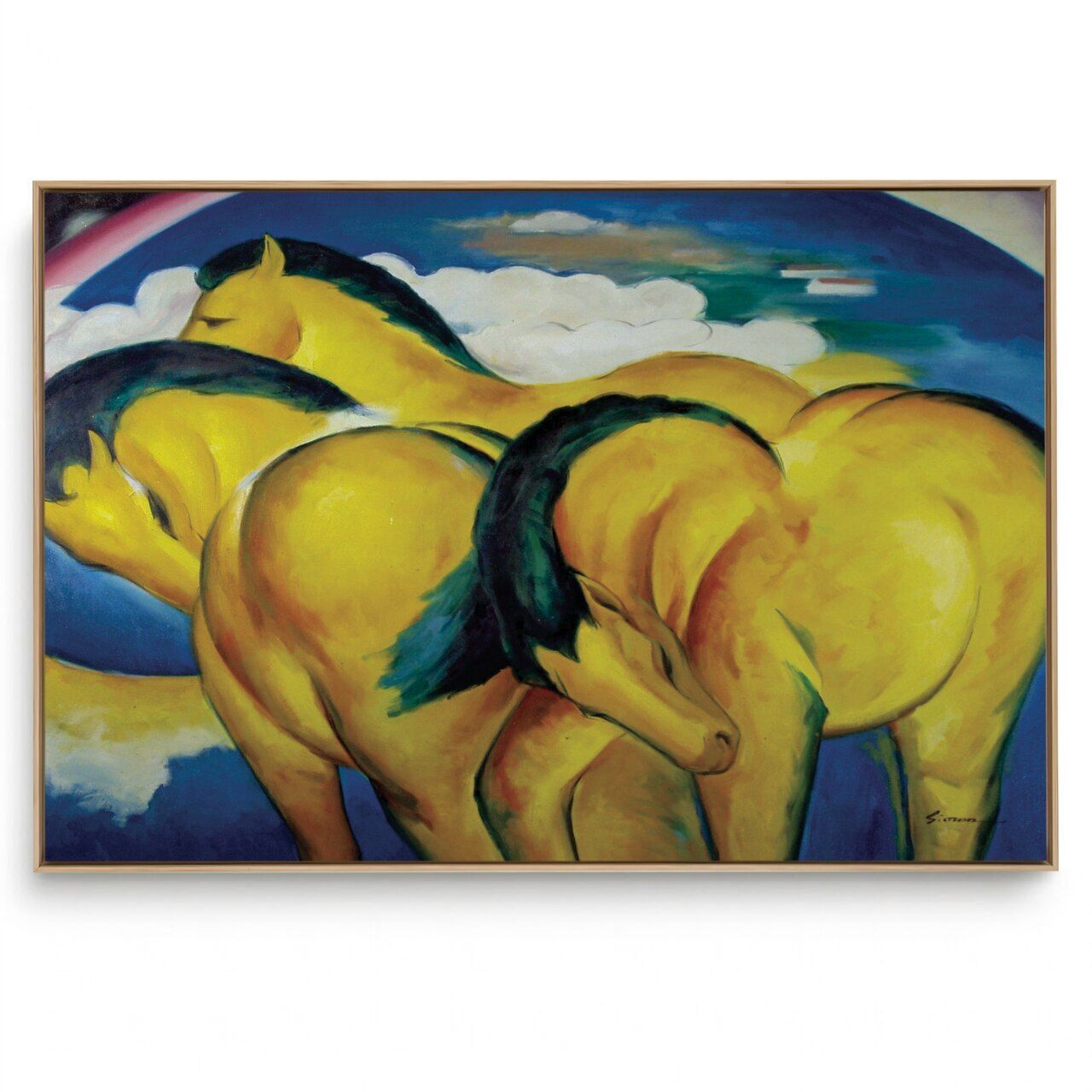 Quadro Decorativo Reprodução Pintores -  Franz Marc - Yellow Horses 