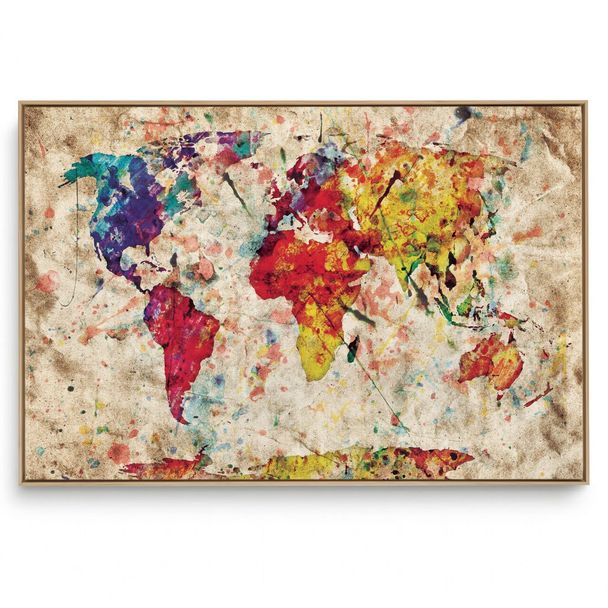 Quadro Decorativo Mapas Mapa Mundi Aquarela