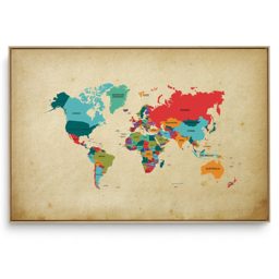 Quadro Decorativo Mapa Mundi Com localização