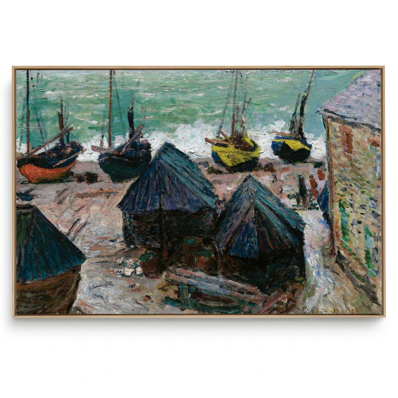 Quadro Decorativo Reprodução - Claude Monet - Barcos na Praia