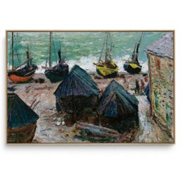 Quadro Decorativo Reprodução - Claude Monet - Barcos na Praia