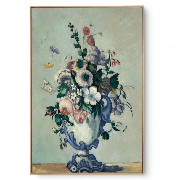 Quadro Decorativo Reprodução Pintores - Paul Cézanne - Flowers in a Rococo Vase