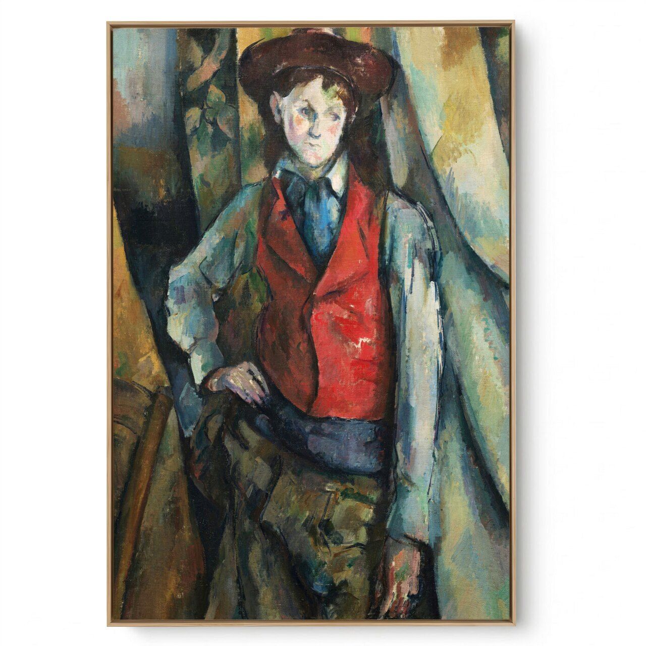 Quadro Decorativo Reprodução Pintores -  Paul Cézanne - O Menino de Colete Vermelho