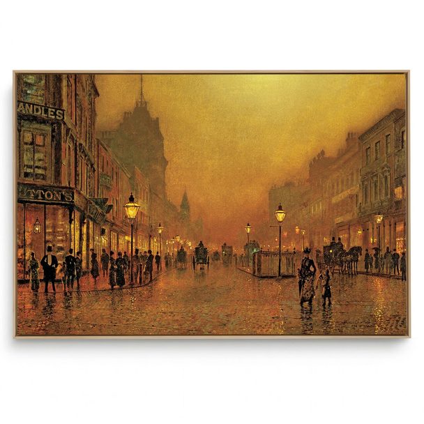 Quadro Decorativo Reprodução Pintores - Atkinson - A Street at Night