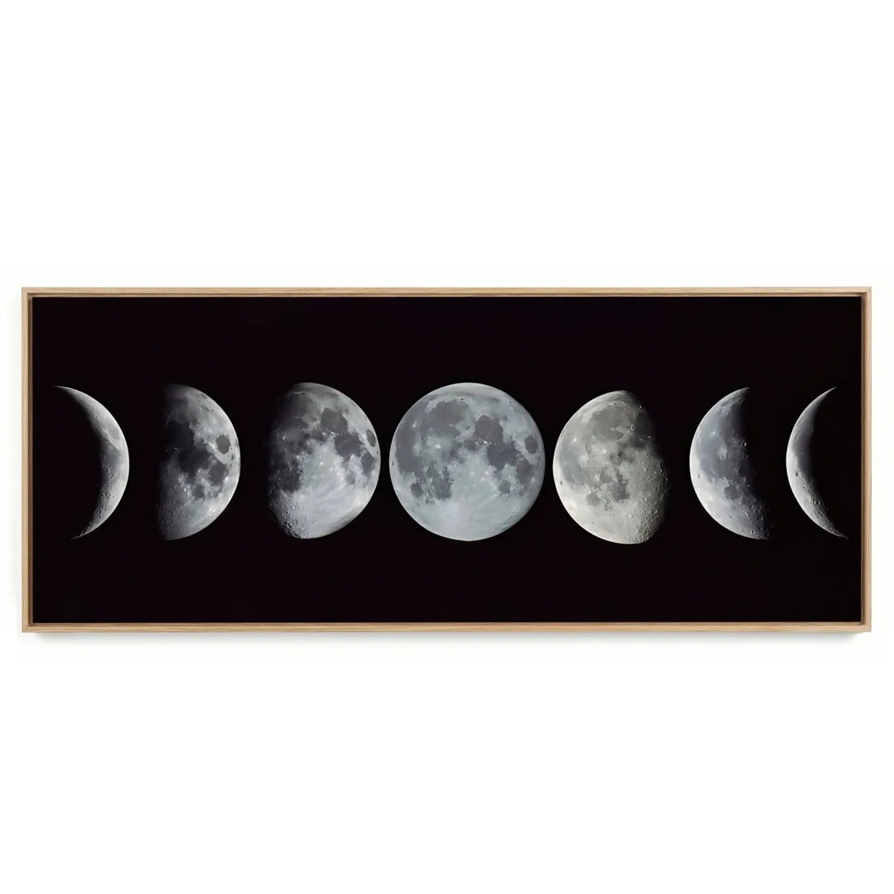 Quadro Decorativo Panorâmico Preto e Branco Fases da Lua