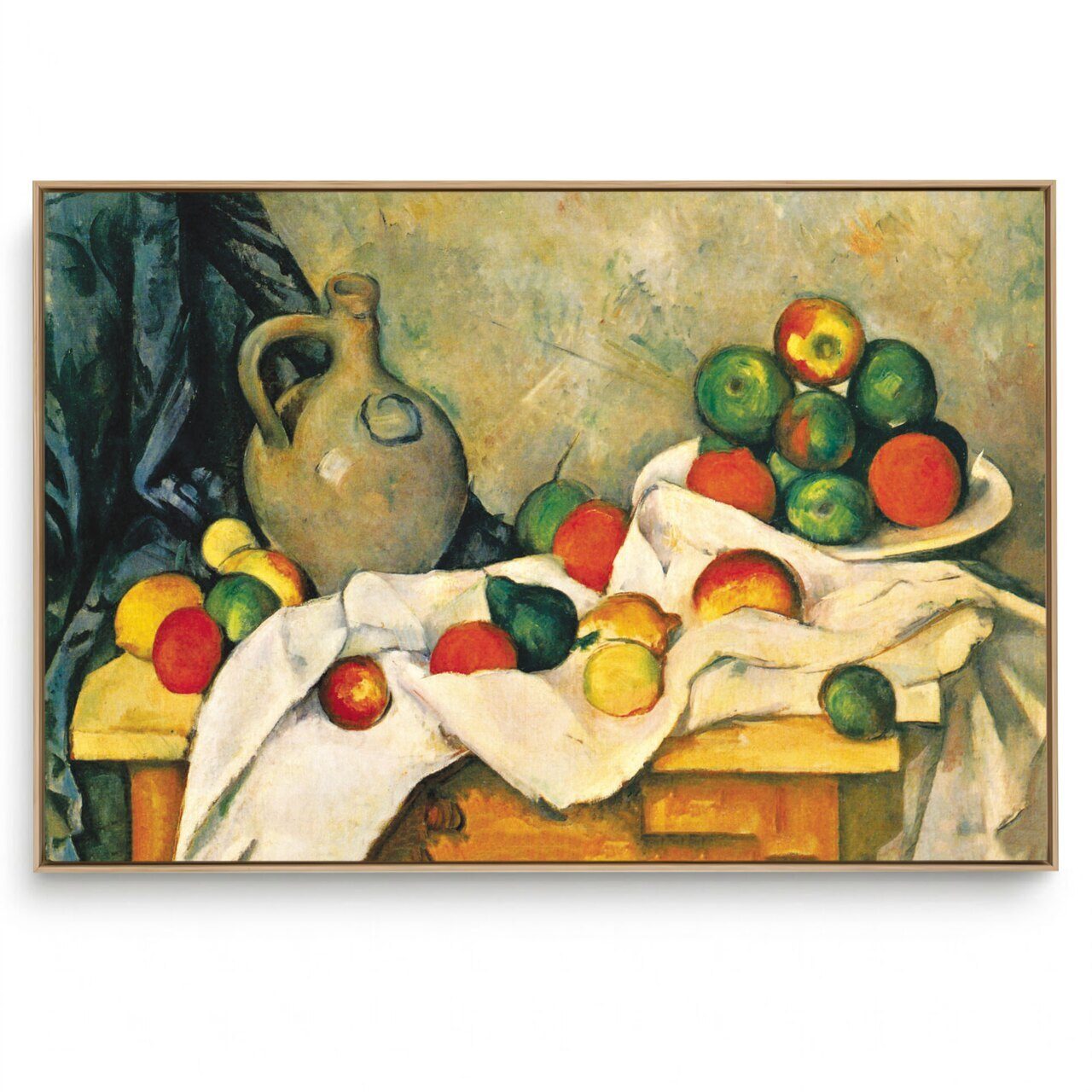 Quadro Decorativo Reprodução Pintores - Paul Cézanne - Cortina, jarro e compoteira
