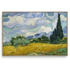 Quadro Decorativo Reprodução Pintores - Van Gogh - Campo de Trigo com Cipreste