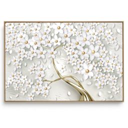 Quadro Decorativo Árvore Branca e Dourada