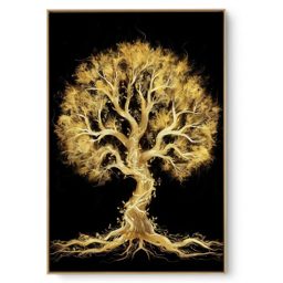 Quadro Decorativo Árvore Da Vida Dourada VII