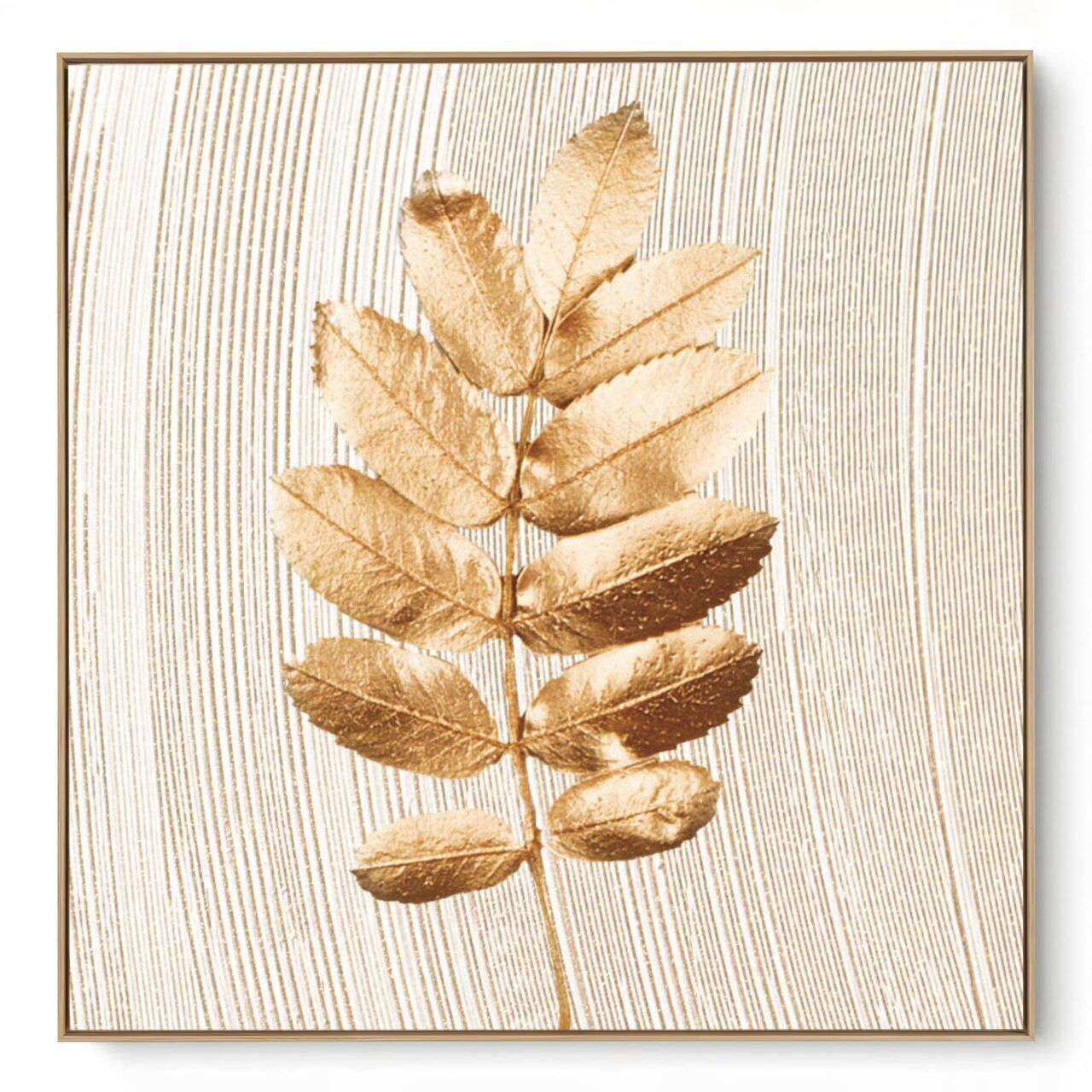Quadro Decorativo Bege e Dourado