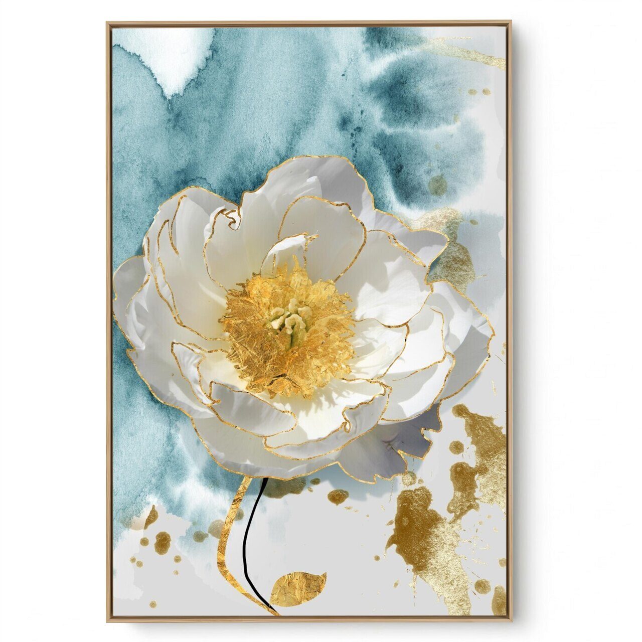 Quadro Decorativo Camélia Dourada III
