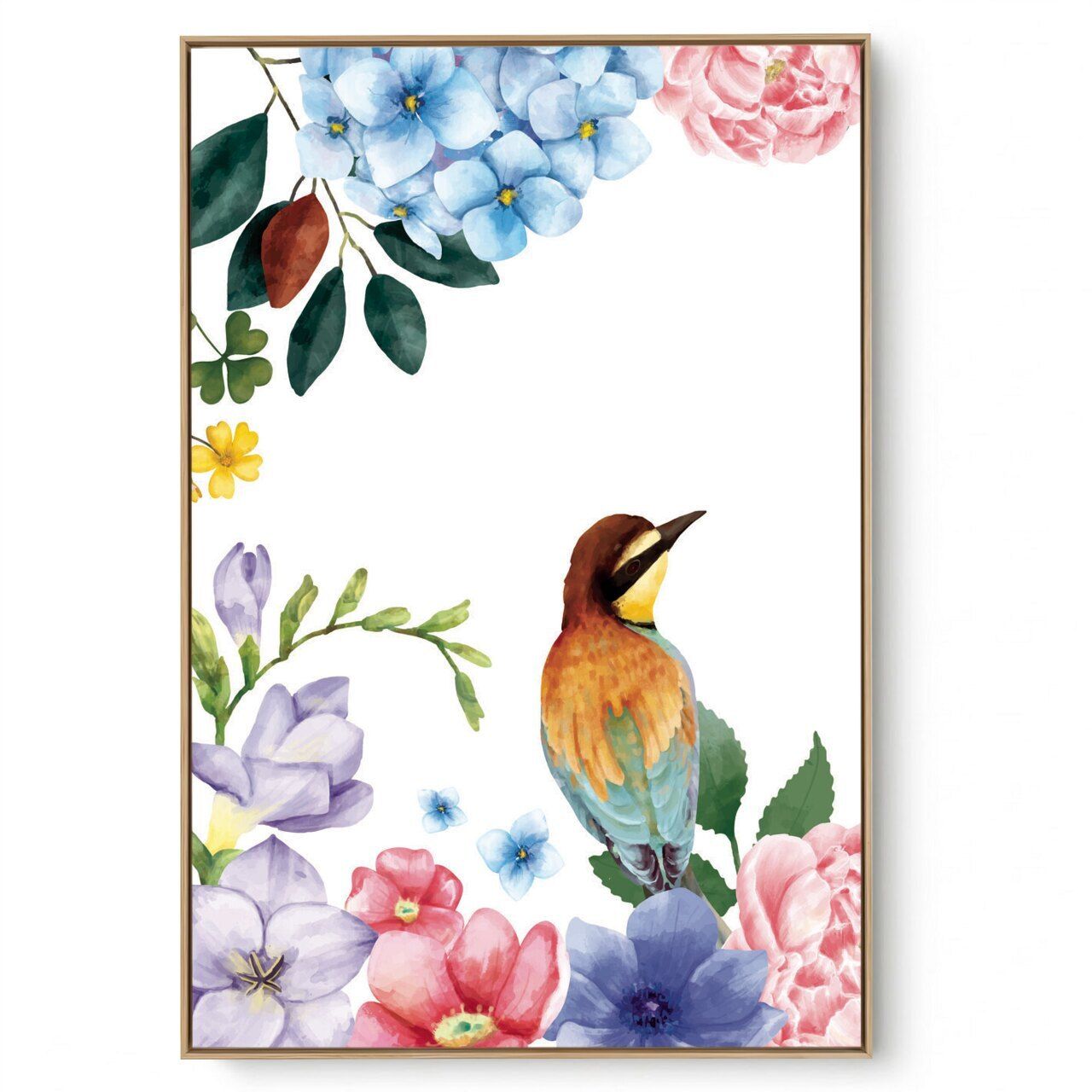 Quadro Decorativo Casal de pássaros com flor 1