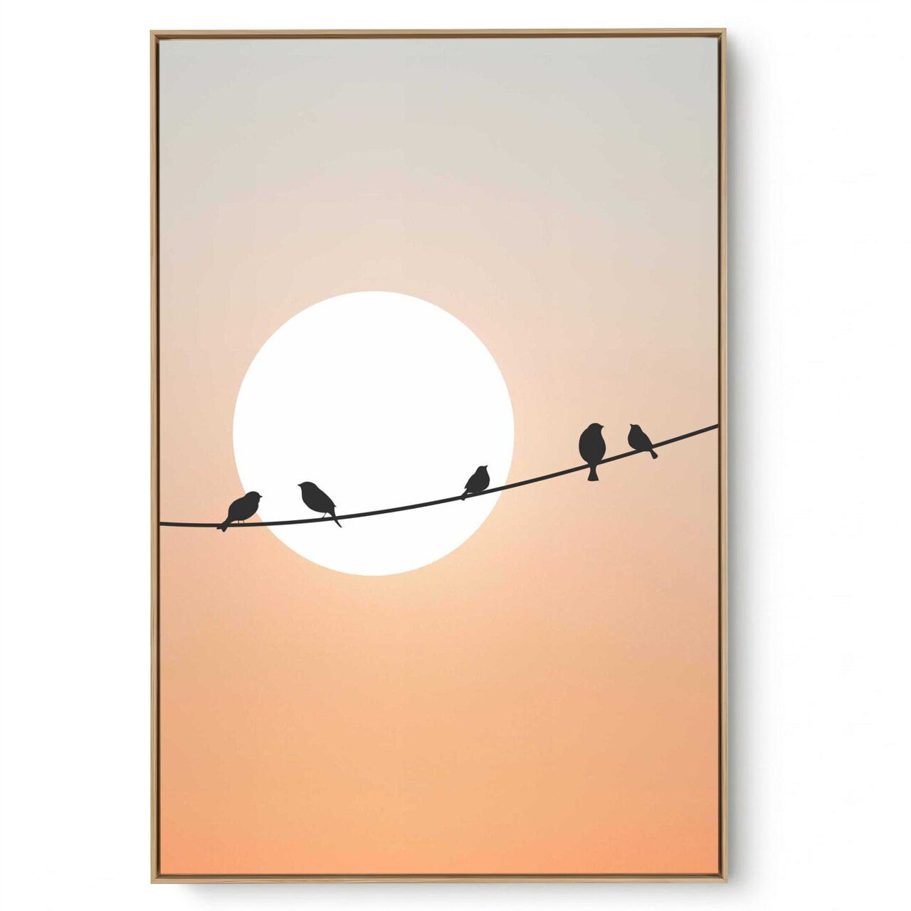 Quadro Decorativo Sol Com Pássaros