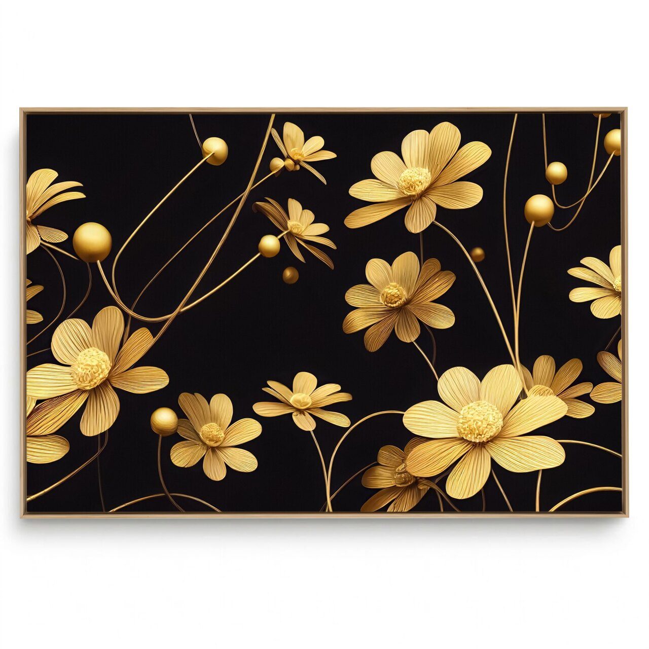 Quadro Decorativo Flor Black Dourada I