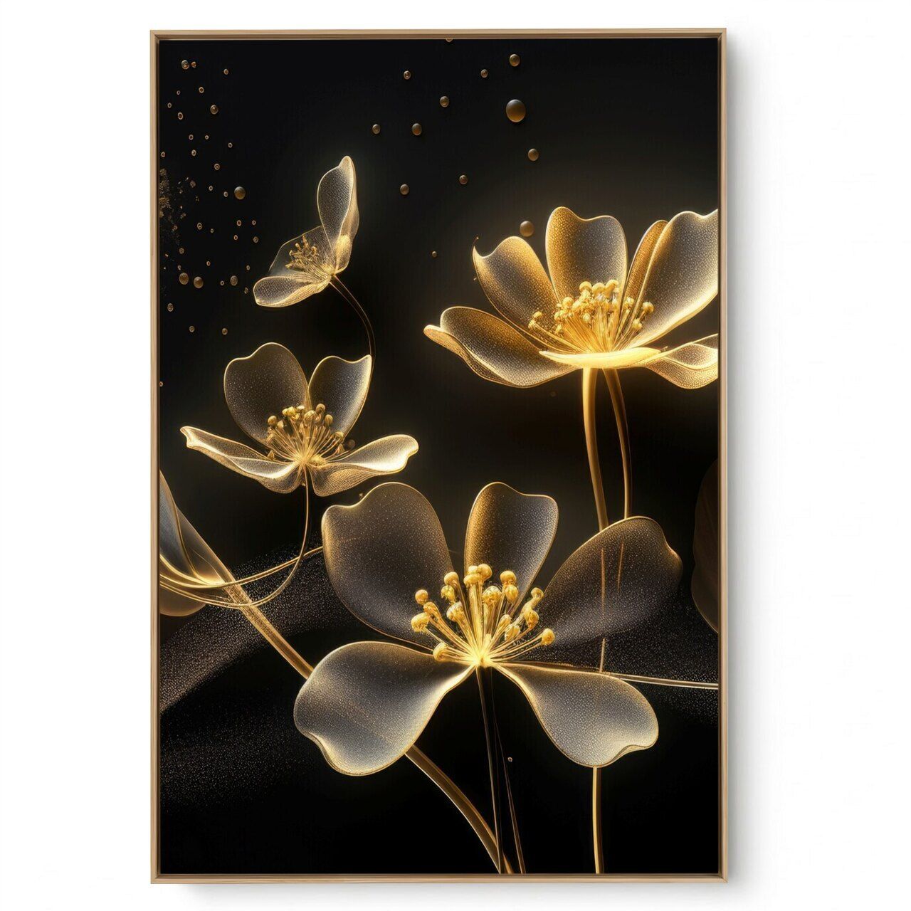 Quadro Decorativo Flor Black Dourada II