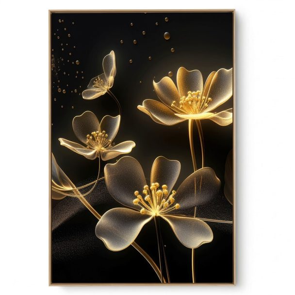Quadro Decorativo Flor Black Dourada II
