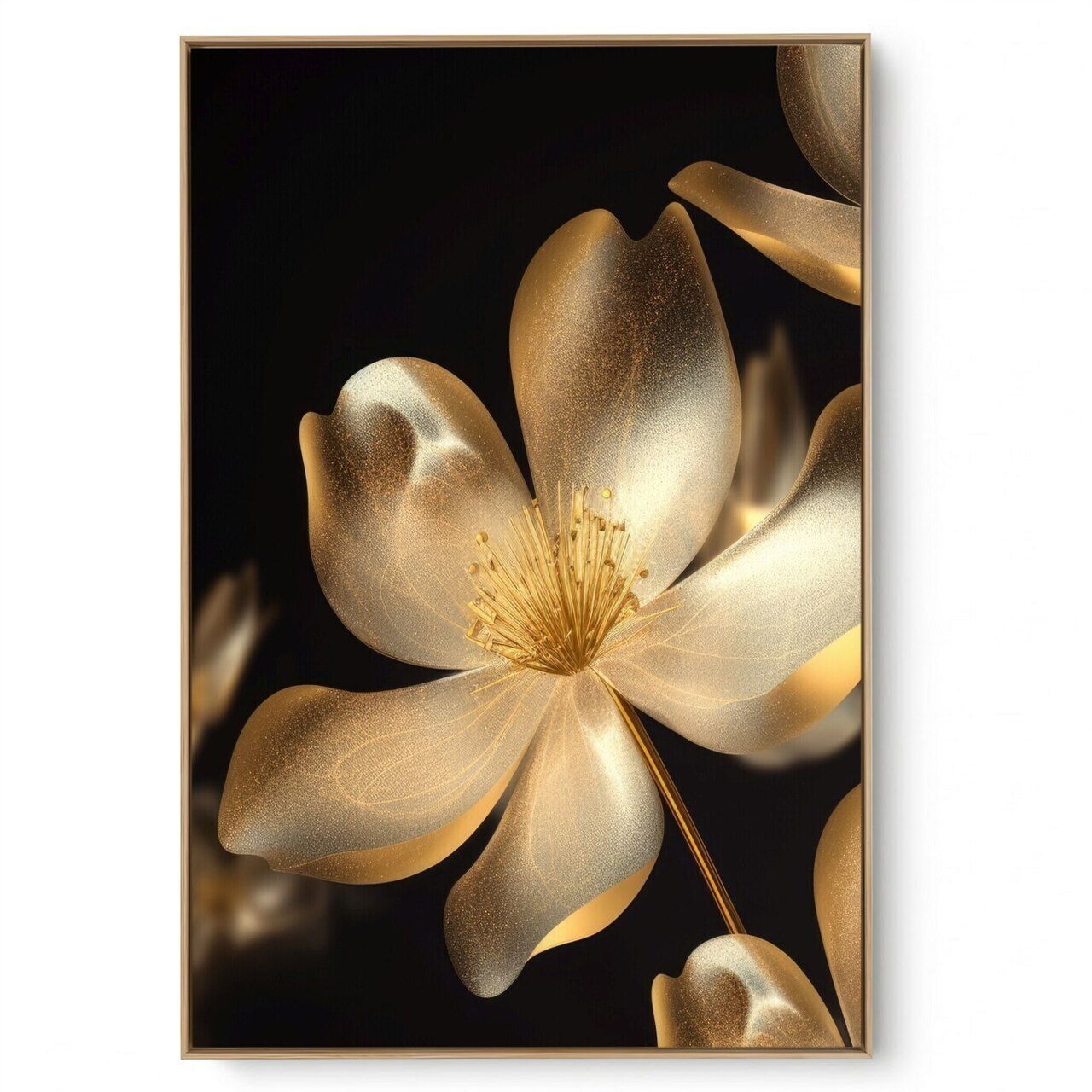 Quadro Decorativo Flor Dourada Black III