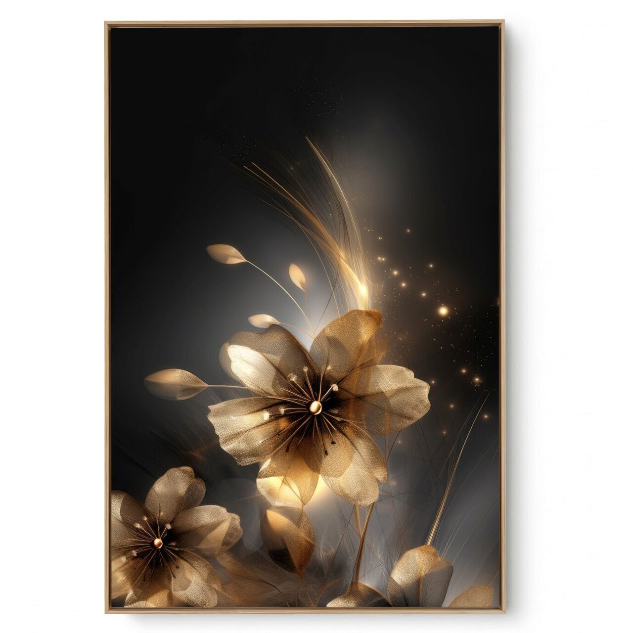 Quadro Decorativo Flor Black Dourada IV