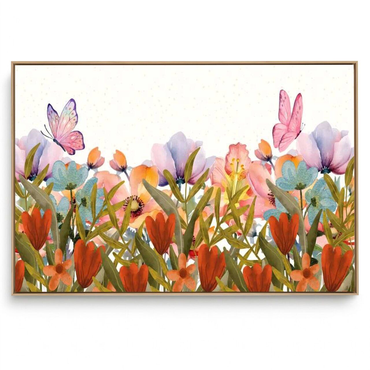 Quadro Decorativo Floral Flores e Borboletas