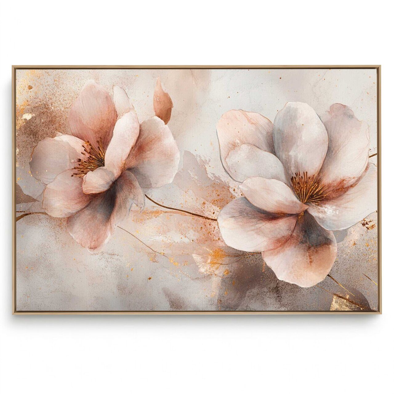 Quadro Decorativo Floral Ouro Rosa