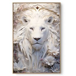 Quadro Decorativo Leão Branco