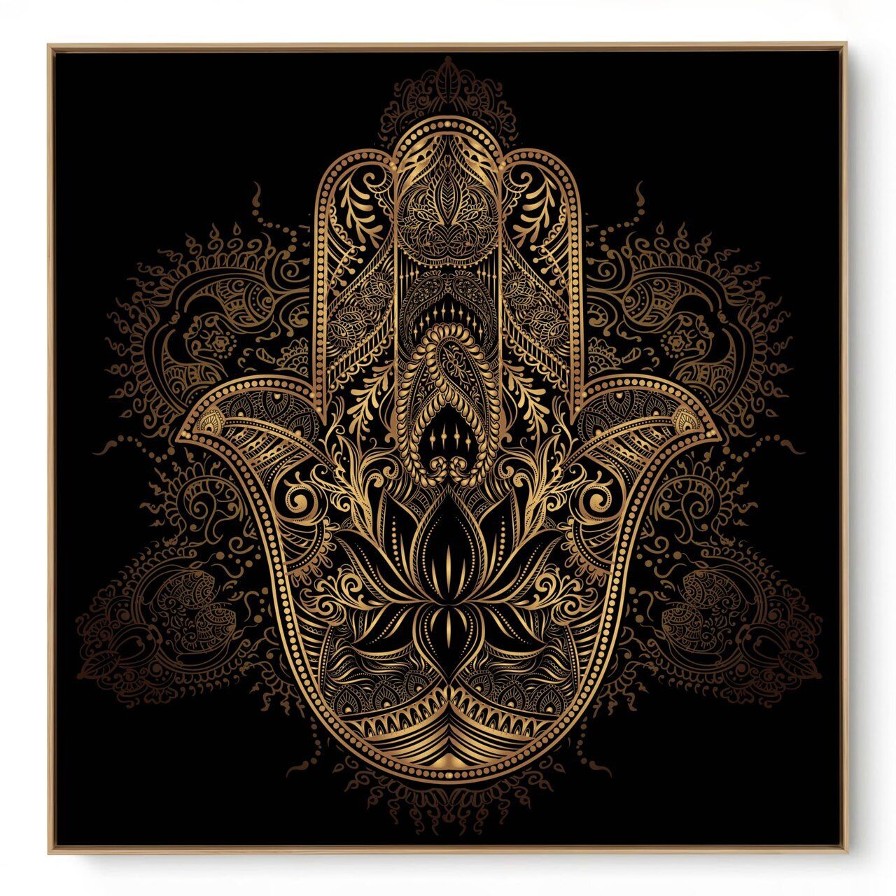 Quadro Decorativo Mão de Fátima Dourada