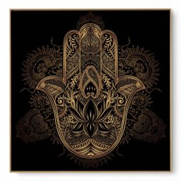 Quadro Decorativo Mão de Fátima Dourada