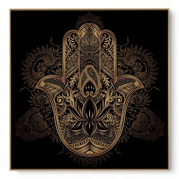 Quadro Decorativo Mão de Fátima Dourada