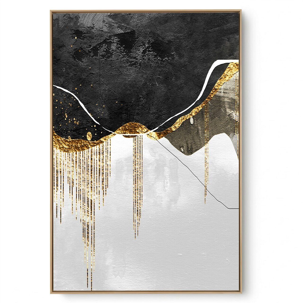Quadro Decorativo Abstrato Mescla Com Dourado I