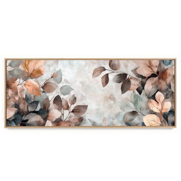 Quadro Decorativo Panorâmico Folhas Abstratas