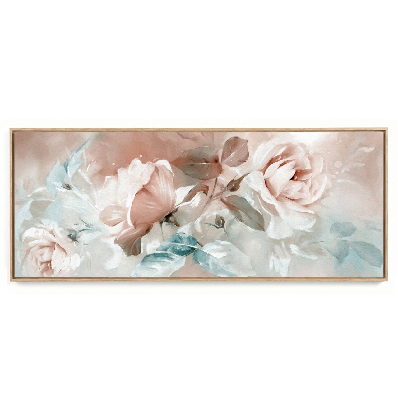 Quadro Decorativo Panorâmico Rosa Aquarela 