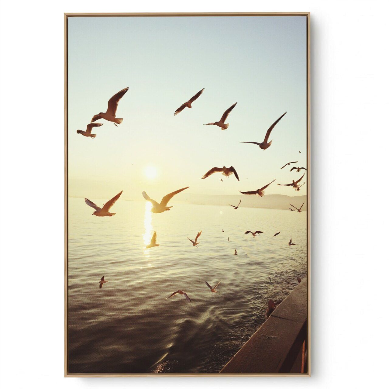 Quadro Decorativo Paisagem Pássaros Ao Vento I
