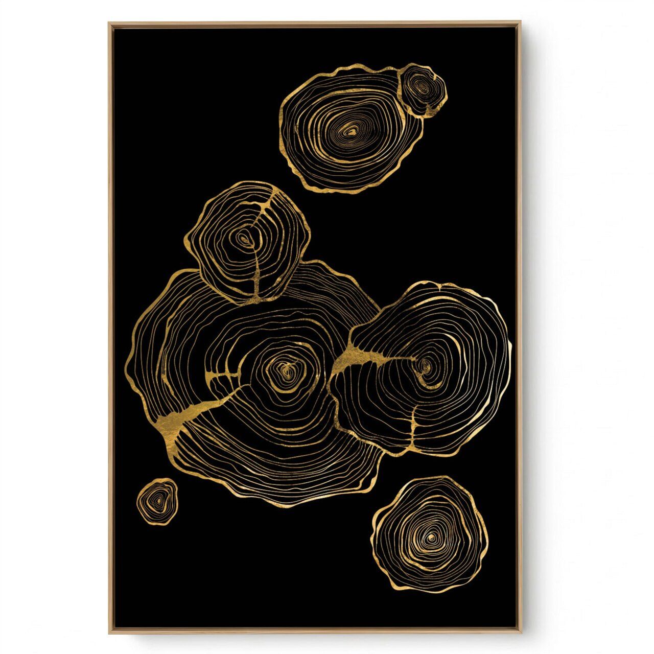 Quadro Decorativo Abstrato Preto e Dourado III
