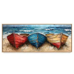 Quadro Decorativo Panorâmico Três Barcos
