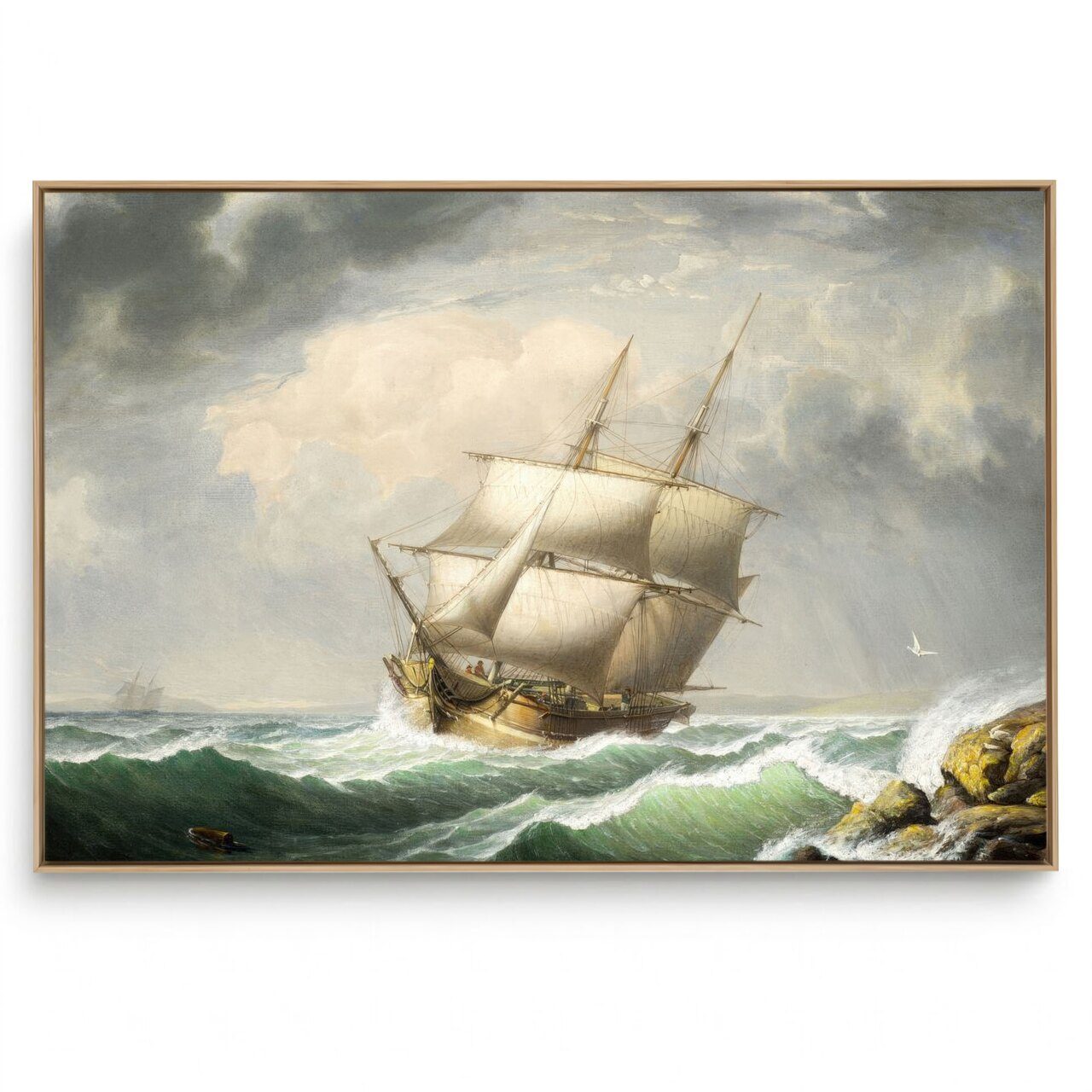 Quadro Decorativo Reprodução Pintores - Fitz Hugh Lane - Brig Off the Maine Coast