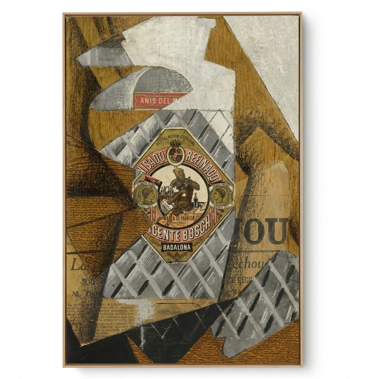 Quadro Decorativo Reprodução Pintores Juan Gris - Garrafa de Anis Del Mono