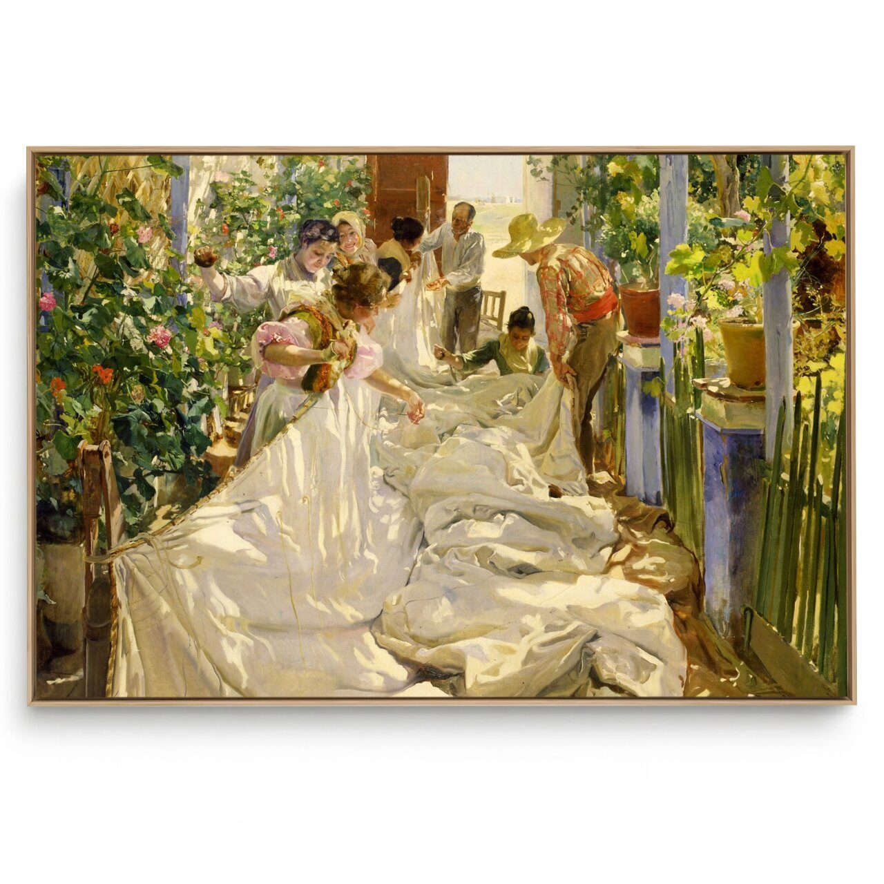 Quadro Decorativo Reprodução Pintores Joaquín Sorolla - Costurando a Vela 