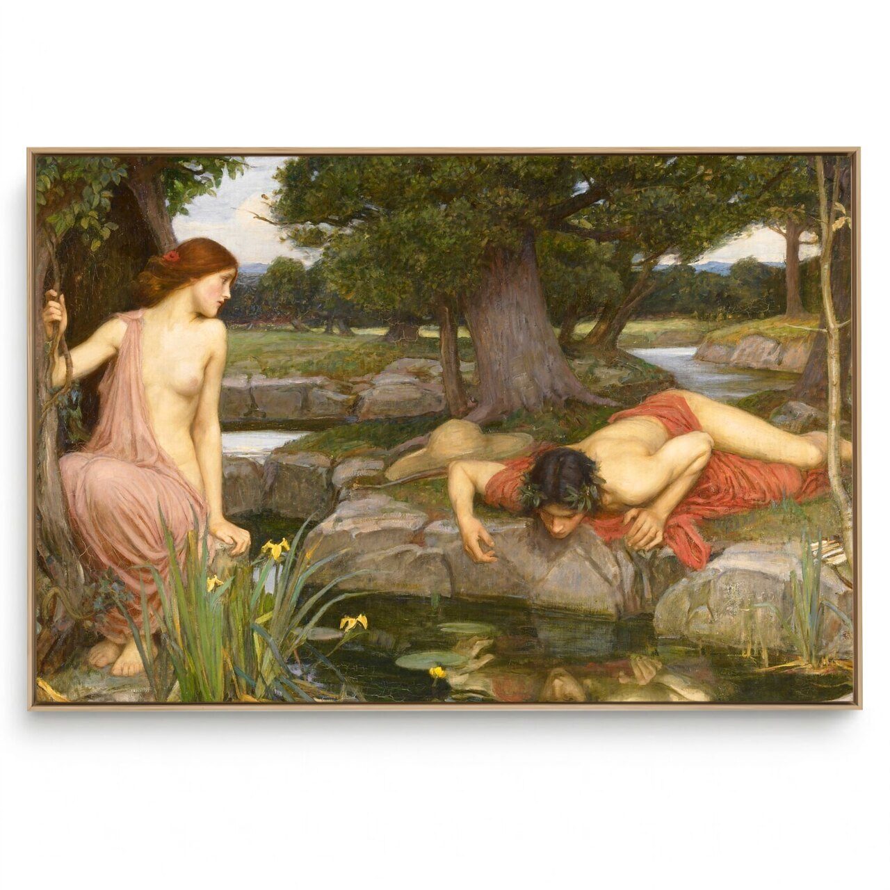 Quadro Decorativo Reprodução Pintores John William Waterhouse - Eco e Narciso