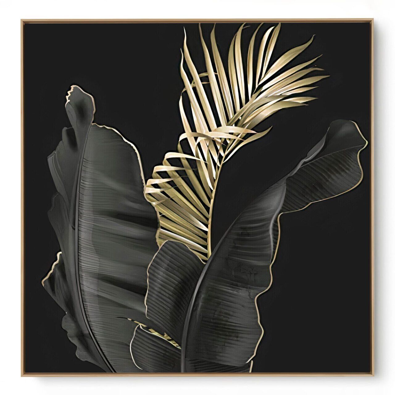 Quadro Decorativo Folha Cinza Dourado I