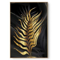 Quadro Decorativo Folhagem Preto Ouro I