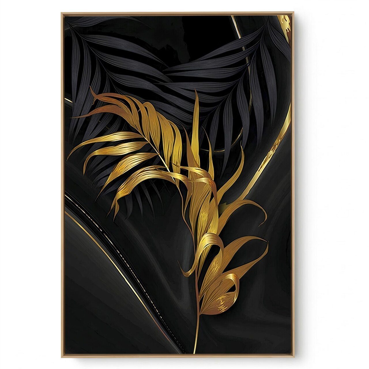 Quadro Decorativo Folhagem Preto Ouro II