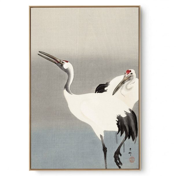 Quadro Decorativo Reprodução Pintores - Ohara Koson - Duas Cegonhas