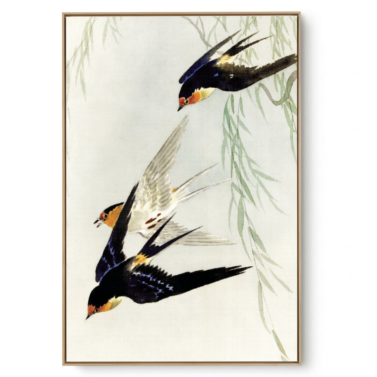 Quadro Decorativo Reprodução Pintores - Ohara Koson - Pássaros Pleno Vôo  